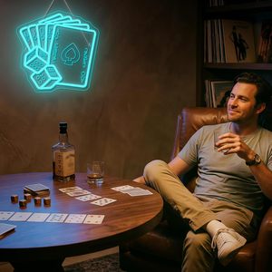 Dice Poker Letreros Neon LED indoor hanging ambient light shop <b>sign</b> wall decoration light entrance indicator light luminous <b>sign</b> - Product Image 6