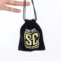 Pochette noire à cordon, sac en velours avec estampage à chaud, pochette à bijoux, logo personnalisé