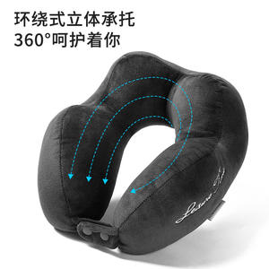 Almohada de viaje portátil de terciopelo con forma de U para el tiempo libre, con opción de logotipo bordado, para siesta en la oficina y uso al aire libre. - Product Image 5