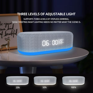 Haut-parleur audio multifonction 6 en 1 avec affichage LED de l'heure et de la température, chargeur sans fil, veilleuse, réveil - Product Image 3