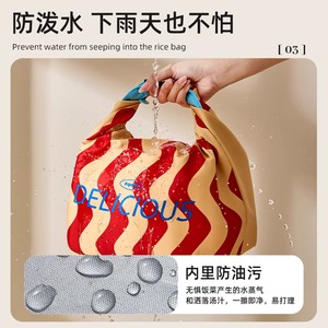 Sac à lunch isotherme pliable avec fermeture à enroulement pour les employés de bureau et les étudiants, utilisation en extérieur, doublure en PEVA - Product Image 4