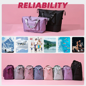 5 colori blocco grande sport impermeabile resistente all'usura asciutto umido separato Multi-strato pieghevole borsa da viaggio con tasca laterale - Product Image 6