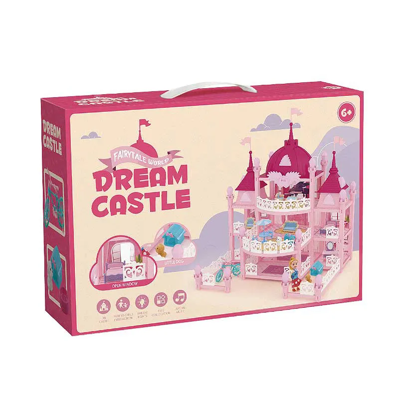 2021 Pretend oyuncak moda çocuklar plastik oyun evi kız oyuncak çocuklar plastik bebek kale bebek odası mobilya dollhouse