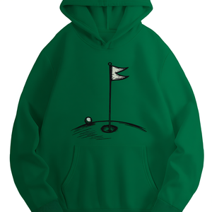 Sweat-shirt décontracté pour femme, thème golf minimaliste, avec imprimé drapeau et balle, 100% polyester tricoté, idéal pour l'automne - Product Image 1