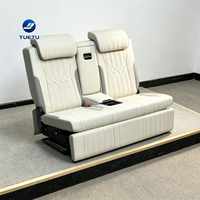 Canapé-lit double de luxe blanc modifié avec accoudoir central pour Toyota Hiace