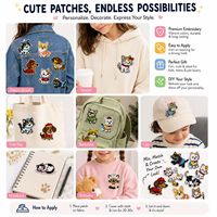 Patchs brodés thermocollants et à coudre pour vêtements, motifs animaux mignons (chat, chien, chiot, chaton) style Kawaii, vente en gros