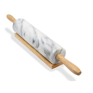 Chất Lượng Cao Cấp Bằng Đá Cẩm Thạch Trắng Cán <span class=keywords><strong>Pin</strong></span> Với Tay Cầm Bằng Gỗ Handmade Tùy Chỉnh Hình Dạng Lý Tưởng Cho Bột Cán Chất Lượng Cao Nhất - Product Image 1