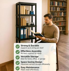4-Tier Durable Light weight Rust Proof <strong>Plastic</strong> <strong>Shelving</strong> Unit for Garage Warehouse Garden &amp; <strong>Sheds</strong>-Space Saving Storage - Product Image 6