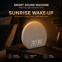 Réveil numérique analogique intelligent RGB avec machine à bruit blanc pour le sommeil des bébés, lumière du lever du soleil et veilleuse B2B-Prime