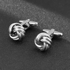 Mancuernillas de esqueleto retorcido con botones coreanos para hombre, botones de camisa de hierro puro para regalo de compromiso, boda o fiesta - Product Image 1