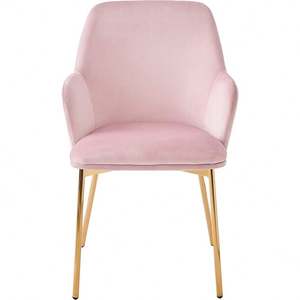 Thanh lịch thiết kế mới màu Hồng Nhung Ghế ăn với tay vịn và chân vàng giọng ghế cho Nail Salon cà phê cửa hàng Vanity phòng - Product Image 2