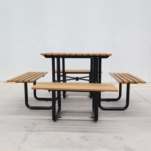 Fábrica al por mayor muebles de patio al aire libre <span class=keywords><strong>mesa</strong></span> de jardín de parque de picnic de madera <span class=keywords><strong>con</strong></span> un agujero de paraguas - Product Image 5