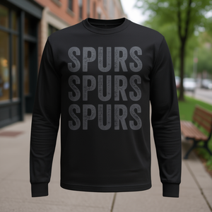 T-shirt à manches longues Spurs Distressed noir unisexe taille adulte - Product Image 3