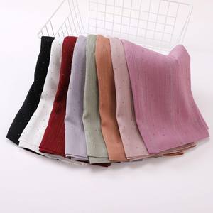 2025 estilos de Venta caliente diamante plata-seda arrugada musulmán Hijab alta calidad diamante islámico astilla línea gasa arrugada - Product Image 3