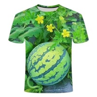 3D digitaal printen Ronde hals, korte mouwen, zomerfruit, watermeloenpatroon, best verkocht, casual, comfortabel, ademend shirt