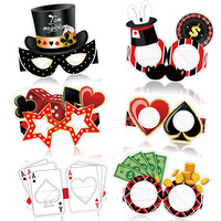 Lunettes de fête d'anniversaire sur le thème du poker de casino transfrontalier, accessoires photo de jeu, lunettes en papier, cartes à jouer, dés
