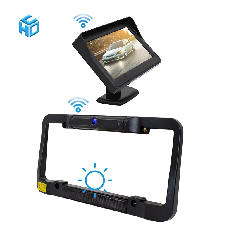 Wireless Digital Solar power Rear view System built-in rechargeable battery operated backup camera system