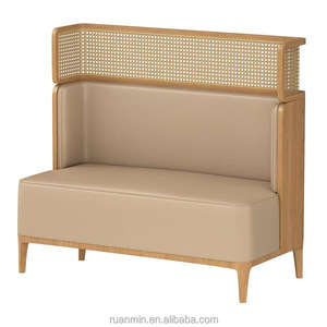 Kommerzielles hochwertiges Rattan Log Wood Booth Sofa für Restaurants und <span class=keywords><strong>Club</strong></span> Fast Food Cafe Restaurant Möbel Tischs tühle Set - Product Image 5