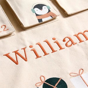 Personalized 25pcs Pockets Canvas Embroidery <strong>Penguin</strong> Gift Large Bag Hanging Christmas Countdown <strong>Calendar</strong> - Product Image 4