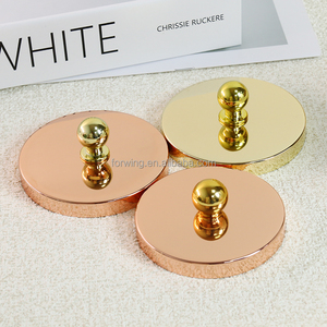 Biểu Tượng Tùy Chỉnh Thời Trang Bóng Kim Loại Vàng Nắp Với Xử Lý Cho Lưu Trữ Container Tàu Nến Jar Chai Đóng Cửa - Product Image 3