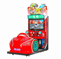 Machine de jeu vidéo d'arcade de course automobile pour enfants, simulateur de conduite Happy Racing en métal, à monnayeur, garantie 1 an pour parc d'attractions