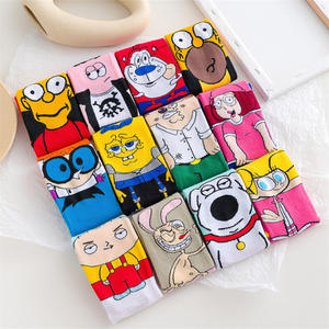 Chaussettes unisexes populaires bon marché, personnages de dessin animé amusants, chaussettes respirantes en coton pour Couples - Product Image 2