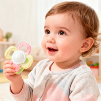Hot Selling Mehrere Farben Safe Chew BPA Free Lebensmittel qualität Silikon Rotierende Rassel Beißring Spielzeug für Baby Zahnen Linderung