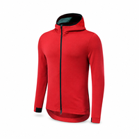 Sweat-shirt de sport pour homme, à capuche, zippé, à manches longues, ample, en polyester tricoté, couleur unie, anti-rétrécissement, séchage rapide, pour l'automne
