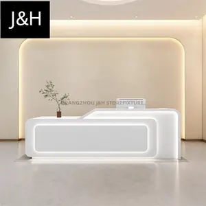 Shopping Center Hotel Marble White Mdf Front Register Desk Table Led Luxury Custom Cash Wrap Checkout Counter