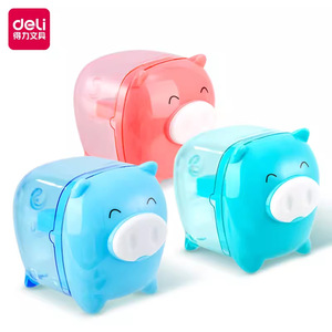 Deli Pig Pencil Sharpener Mini Cartoon Animal Manual Plastic For Children And Students - Product Image 5