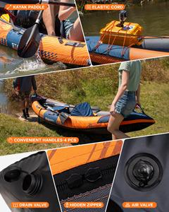 Dropshipping 12.2 Ft Inflatable Canoe Oxford Kayak Fishing 2 Person With Handles and Seats SC15 Thickened Wear-resistant Materia - Product Image 6