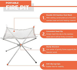 Foyer de Camping Portable, extérieur, <span class=keywords><strong>bois</strong></span>, barbecue, Grill, foyer, maille en acier pliable, foyer - Product Image 6