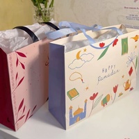 Bolsa de Papel Ecológica Reciclable para Regalos Navideños, Impresión Personalizada de Dibujos Animados, Asa de Cinta de Satén, Patrón Infantil, Bolsa de Papel para Regalos de Bebé
