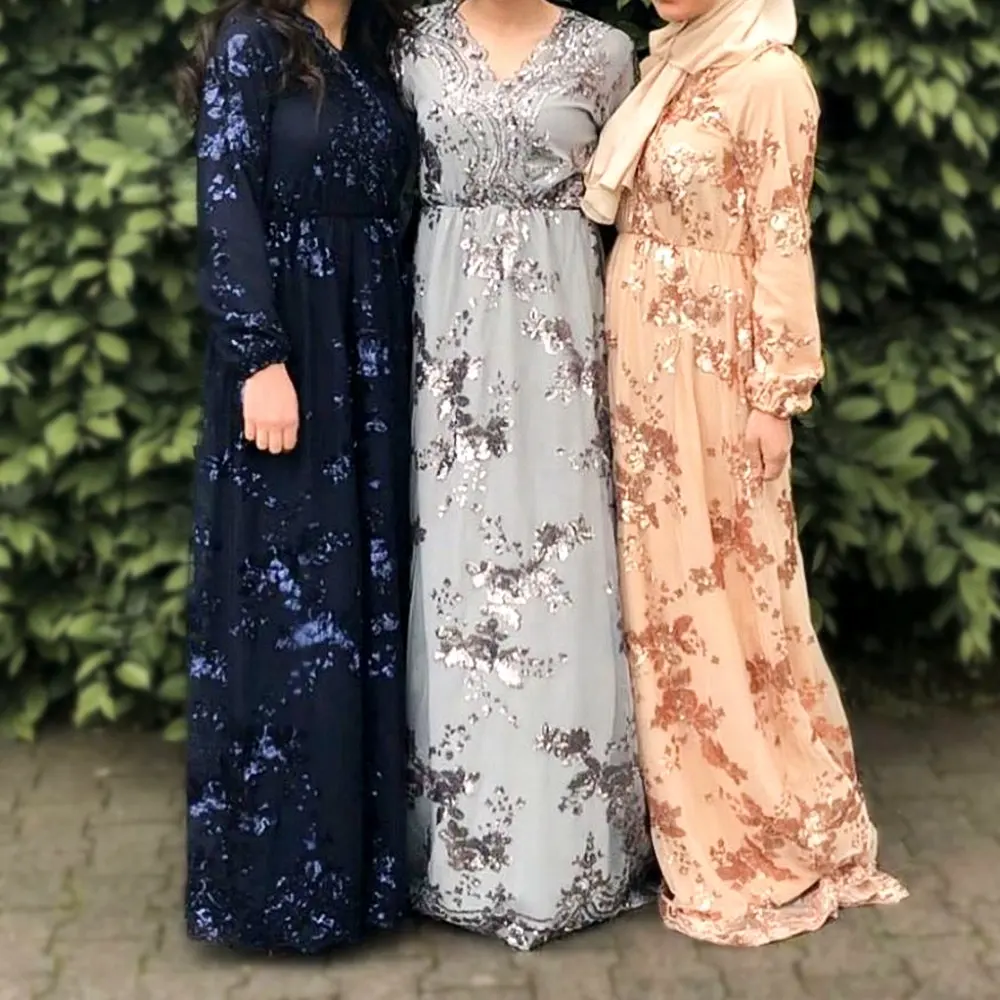 Gaun Modis Kaftan Turki Pakaian Islami Kaftan Maroc Payet Abaya Dubai Gaun Muslim Turki Abaya untuk Wanita