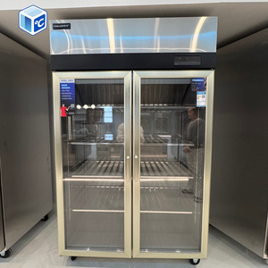 Réfrigérateur de cuisine en acier inoxydable <span class=keywords><strong>le</strong></span> <span class=keywords><strong>moins</strong></span> <span class=keywords><strong>cher</strong></span>, refroidissement direct, deux portes, vitre, double température, <span class=keywords><strong>congélateur</strong></span> vertical commercial pour cuisine - Product Image 1