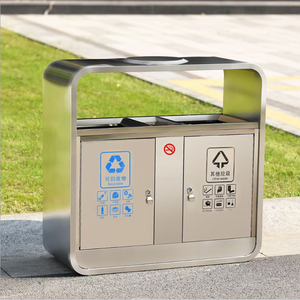Modern Design Rectangular Outdoor 2-in-1 Garbage Metal Stainless Steel Recycling Bin Park Street Mall Garbage Bin