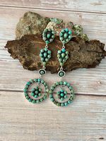 Boucles d'oreilles pendantes en argent sterling faites à la main avec turquoise Kingman et tige en argent sterling, bijoux artisanaux uniques pour femmes, cadeau