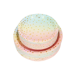 Juego de Vajilla Desechable Moderno y Colorido, Platos de Papel, Vasos, Cuchara, Tenedor, Cuchillo, Juego de Cubiertos para Fiestas y Bodas - Product Image 4