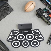 Bora Ventes d'usine 9 tampons de batterie en silicone Kit de batterie enroulable Instruments de musique enrouler le tambour électronique