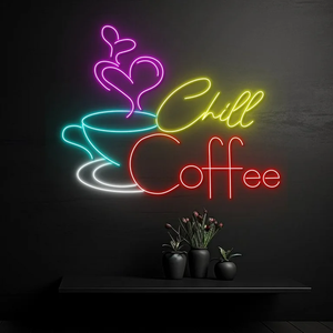 Tazza di caffè luce al Neon <span class=keywords><strong>LED</strong></span> segno di bevanda per caffè e caffetteria decorazione della parete per aziende parchi ospedali