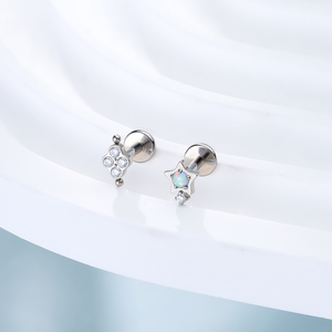 G23 Titan sụn Bông tai phẳng trở lại <span class=keywords><strong>flatback</strong></span> Stud Bông tai mũi đinh tán tragus Helix Conch labret Medusa piercing đồ trang sức - Product Image 5