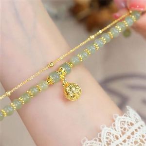 Fashion Imitation Jade Bell Layers <b>Bracelet</b> Natural Crystal Gemstone <b>Beads</b> <b>Gold</b> Handmade Lucky <b>Bracelet</b> for Women - Product Image 2