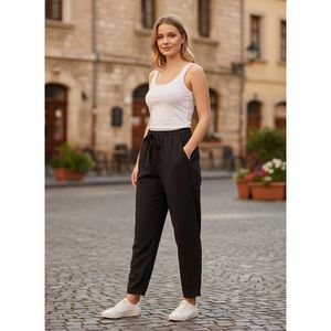 Pantalon noir grande taille pour femme Vetre, tailles 42-52, vêtements en lyocell fabriqués en Turquie, vente en gros, mode modeste, style décontracté, tenue quotidienne - Product Image 3