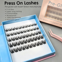 Extensions de cils auto-adhésives sans bande, effet volumineux, taille personnalisée, couleur marron, vente en gros, boîte acrylique, Royaume-Uni, France, Europe