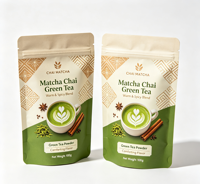 Sachet Doypack en aluminium pour Matcha avec incision de déchirement, pochette étanche à fermeture éclair pour emballage de poudre, sacs plastiques personnalisables avec ligne de déchirement