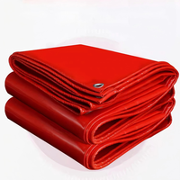 Toile PVC enduite 500 GSM, tissée, robuste et durable, imperméable, rouge, à effet couteau, dimensions personnalisées, pour mariages et banquets en extérieur