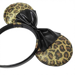 Diadema de Plástico Ajustable con Orejas de Minnie Licenciadas, Diseño Colorido de Leopardo, Accesorio para el Cabello para Niños, Cumpleaños, Parque Temático - Product Image 1