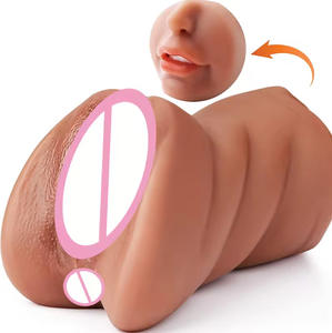 Coños de bolsillo Masturbadores para adultos Doble agujero Oral 3D Avión Copa Marrón Garganta profunda Elástico-Masturbación conveniente - Product Image 1