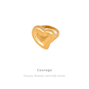 AIZL Courage Jewelry New Arrivals Big Heart Ring 18K Gold Plated Stainless Steel Geometric Ring