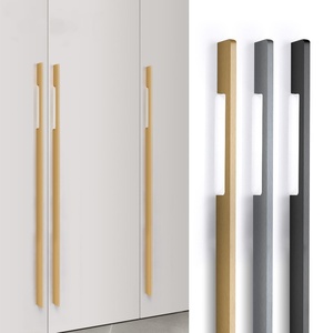 Poignées de tiroir en aluminium en vente directe, poignées de garde-robe modernes et simples, poignées de porte d'armoire, poignées de porte d'armoire dorées - Product Image 1